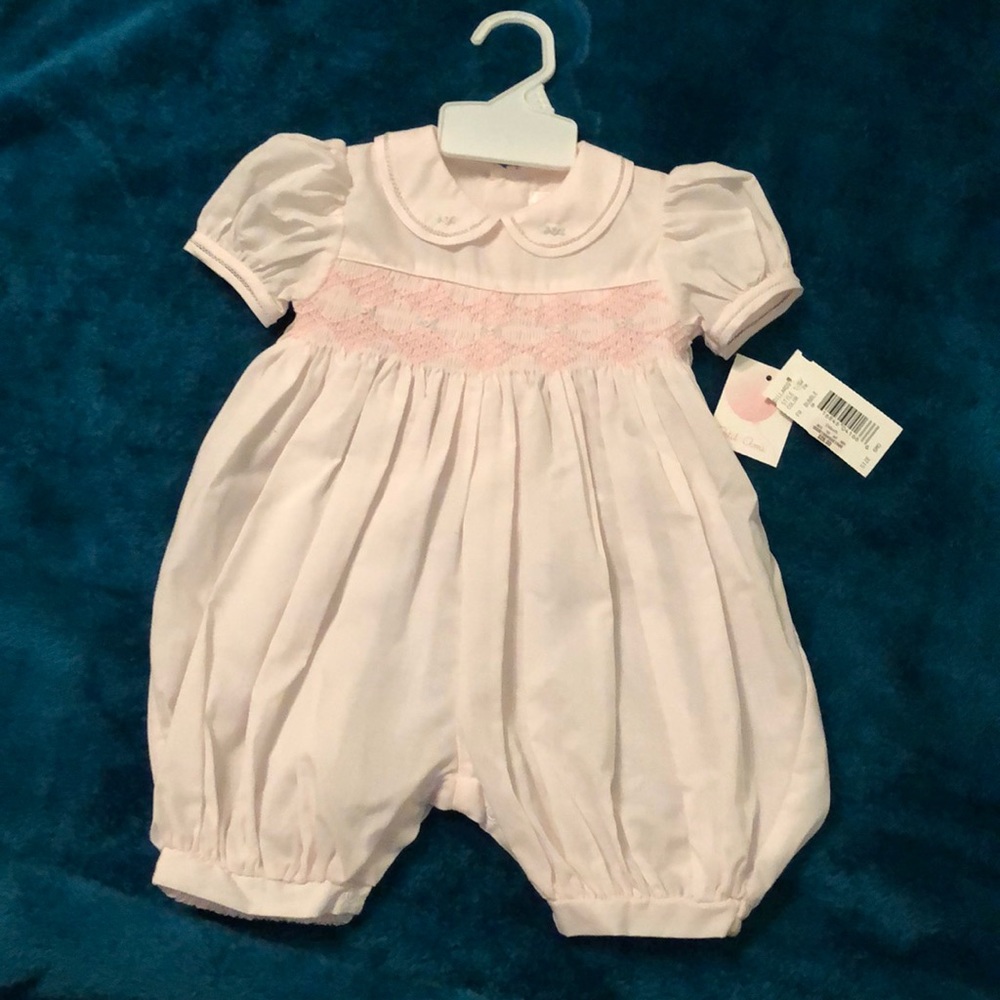 Petit Ami Pink Smocked Bubble BRAND NEW 6 mths